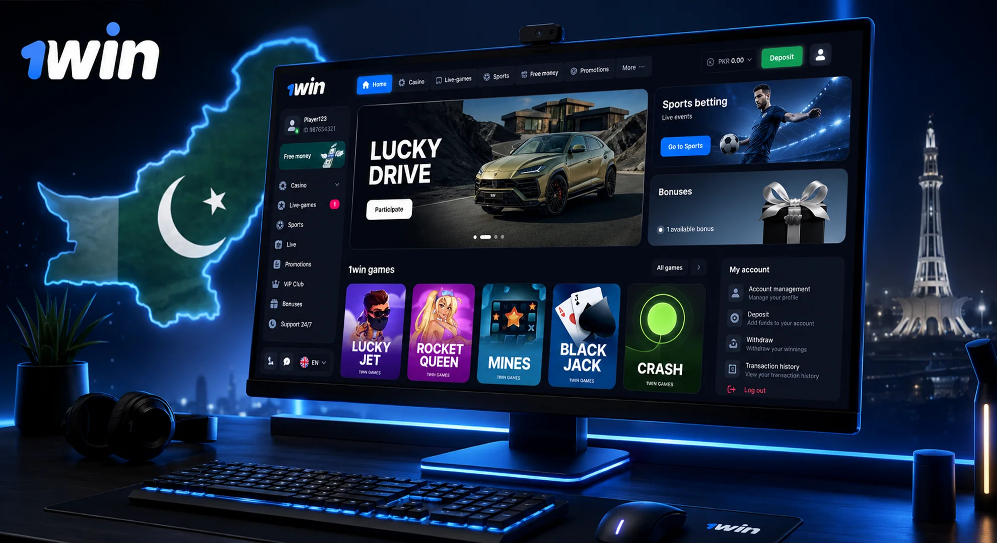 1win PC download Pakistan